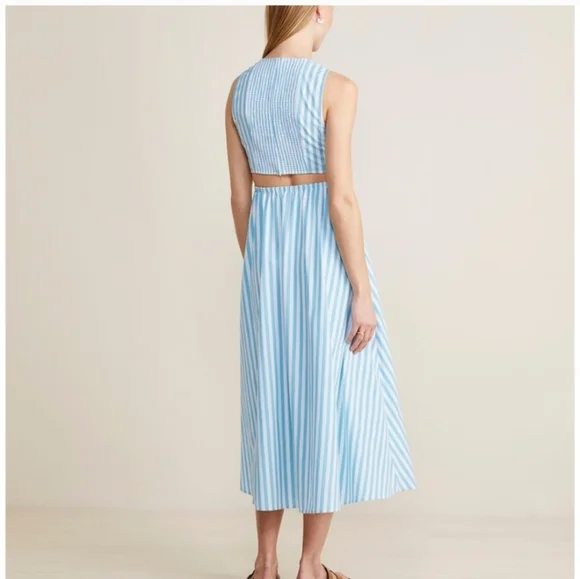 NWT Vineyard Vines Cutout Maxi Dress Color: Kitt Stripe-MistBlue - Picture 2 of 4